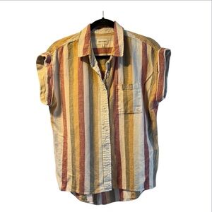 Thread & Supply Multicolor Striped Short Sleeve Button Down Shirt Size M EUC